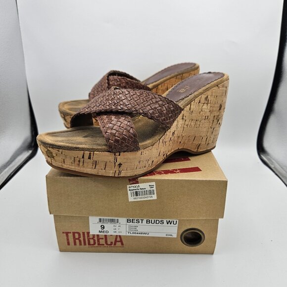 Tribeca Chocolate colored Wedge Sandals Size 9 (TL00445WU) - Picture 1 of 8
